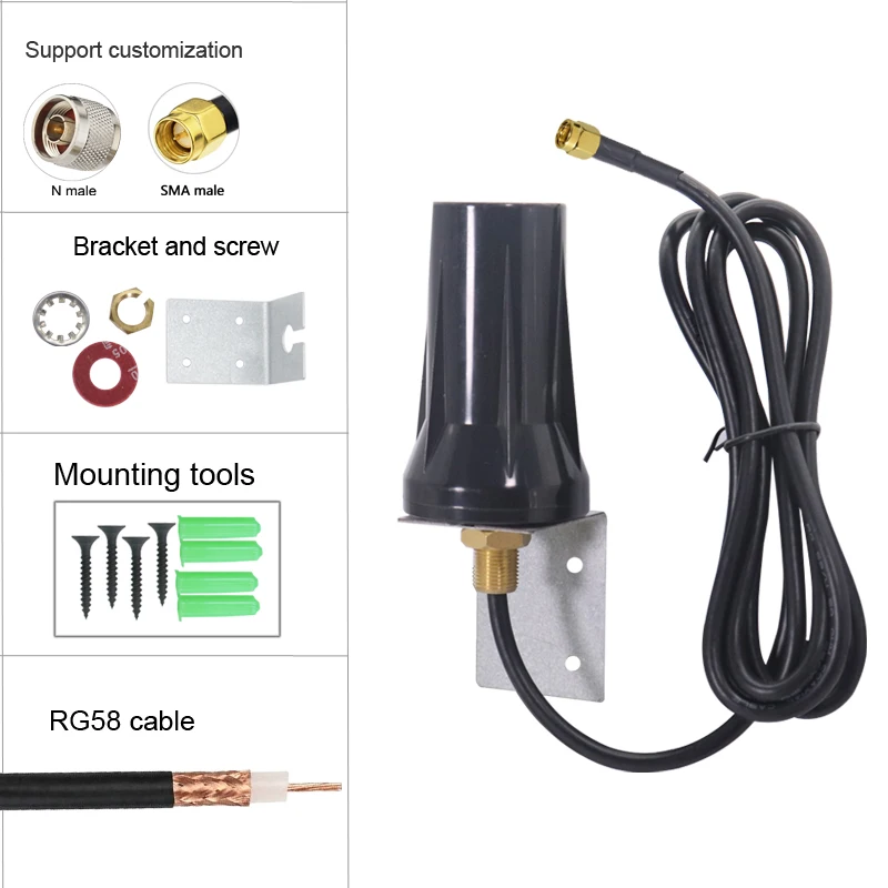 Wideband 5G 4G LTE 3G GSM 15dbi 600~6000Mhz Cabinet Antenna Indoor Outdoor Omni WiFi IP67 Waterproof Aerial SMA RPSMA N Male