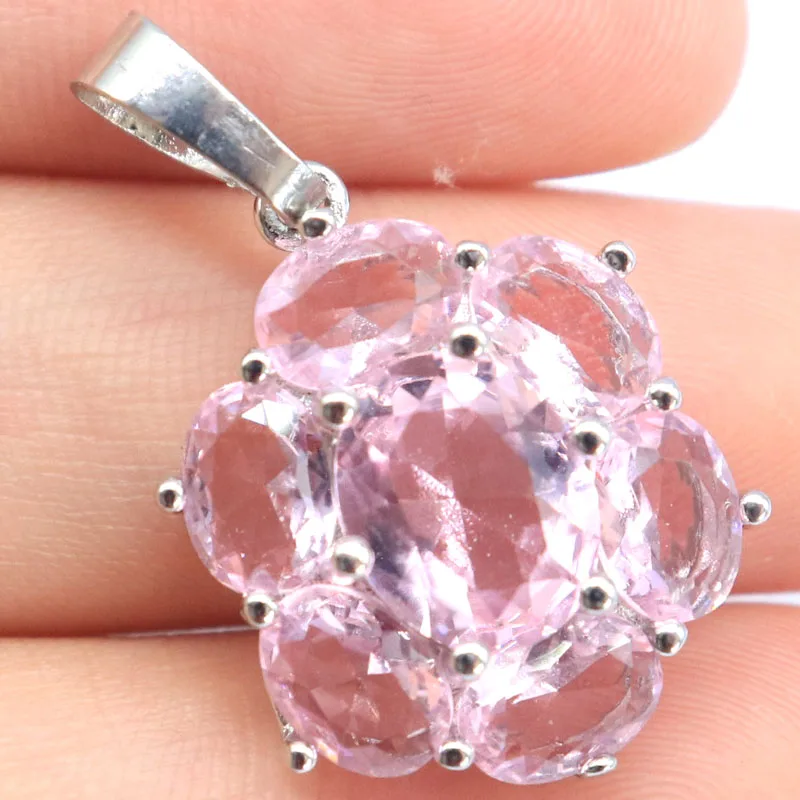 Buy 3 get 1 free 27x17mm Highly Recommend Pink Tourmaline London Blue Topaz Kunzite Women Wedding Fine Jewelry Silver Pendant