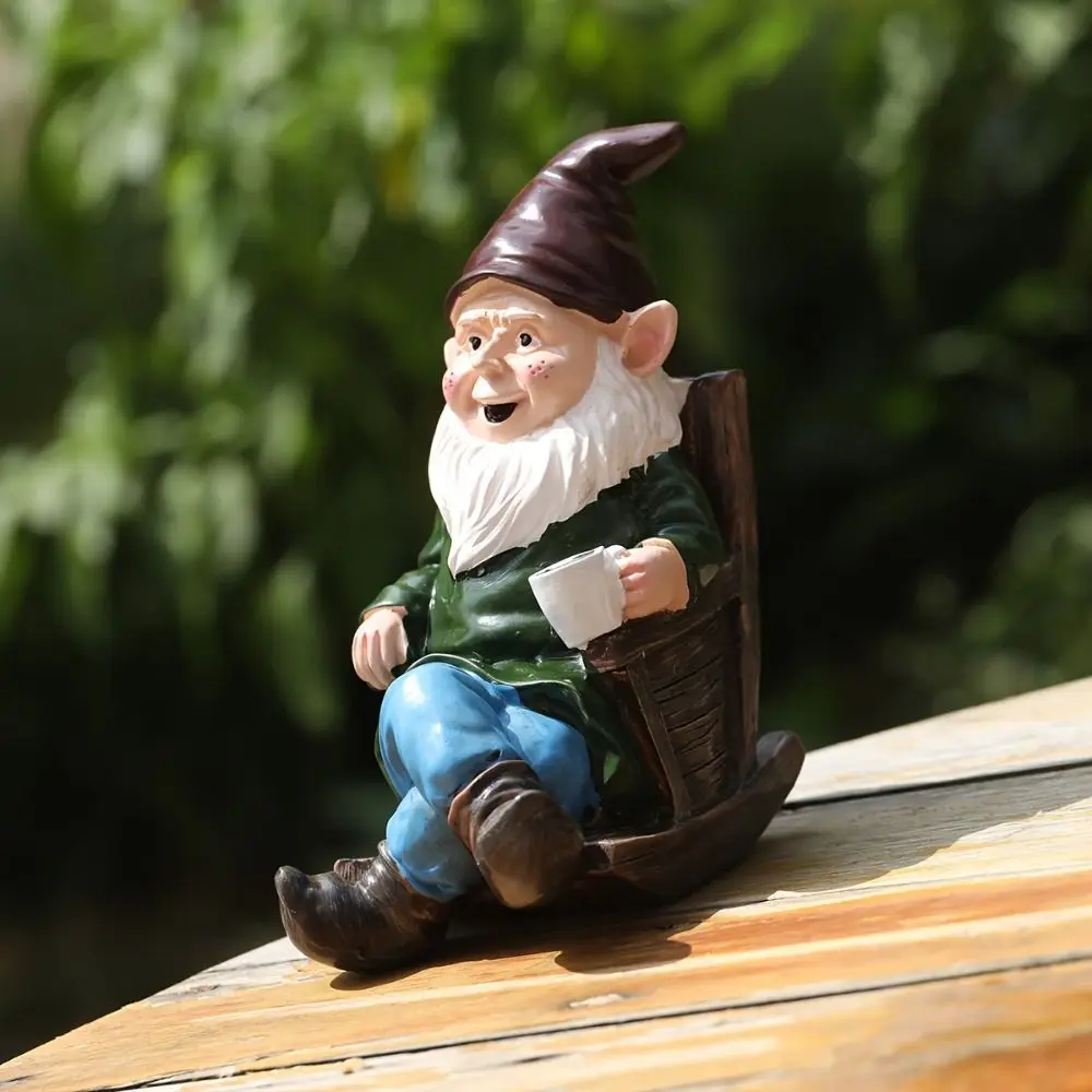 

Crafts Resin Gnome Dwarf Rocking Chair Ornament Funny Mini Gnomes Dwarf Statue Creative Dwarf Sculpture Gift