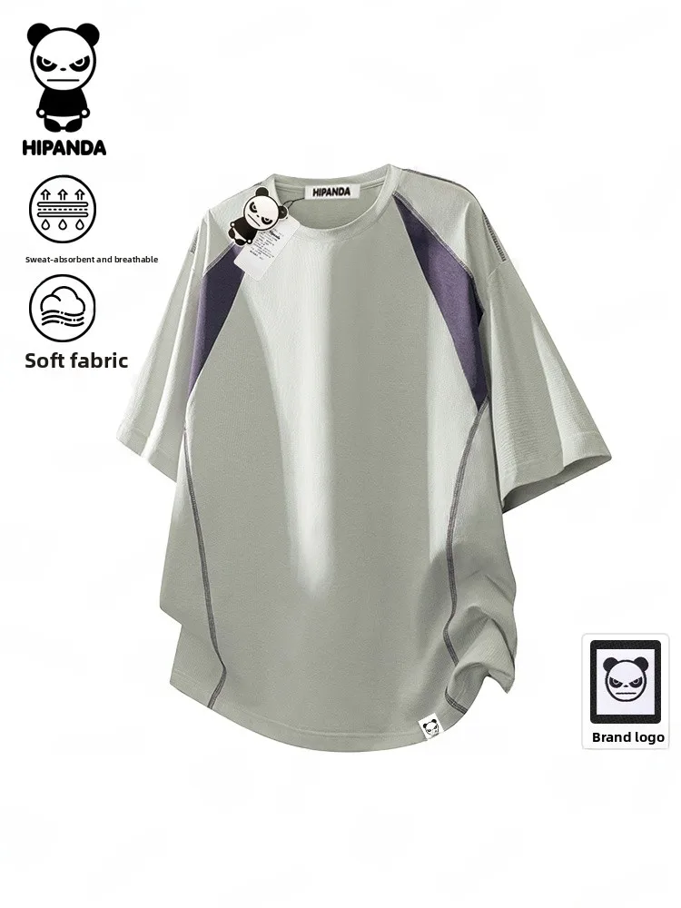 

Мужская футболка Hipanda свободного кроя, спортивная, быстросохнущая, дышащая, для активного отдыха, с цветными блоками, для лета