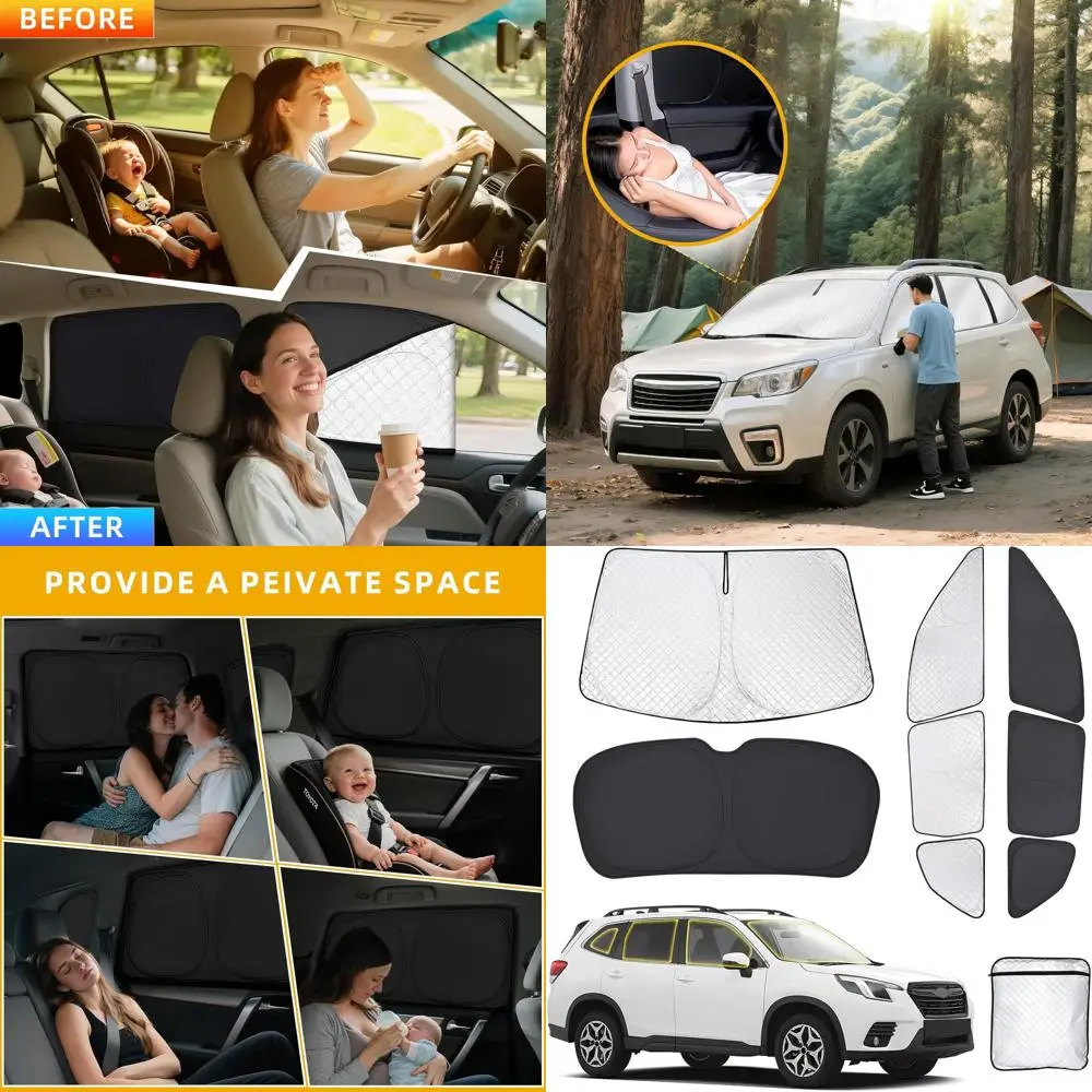 

Custom Full Set Car Window Shades for 2019-2024 Forester | UV Protection, Heat Blocking, Blackout Privacy | Ideal for Camping, N