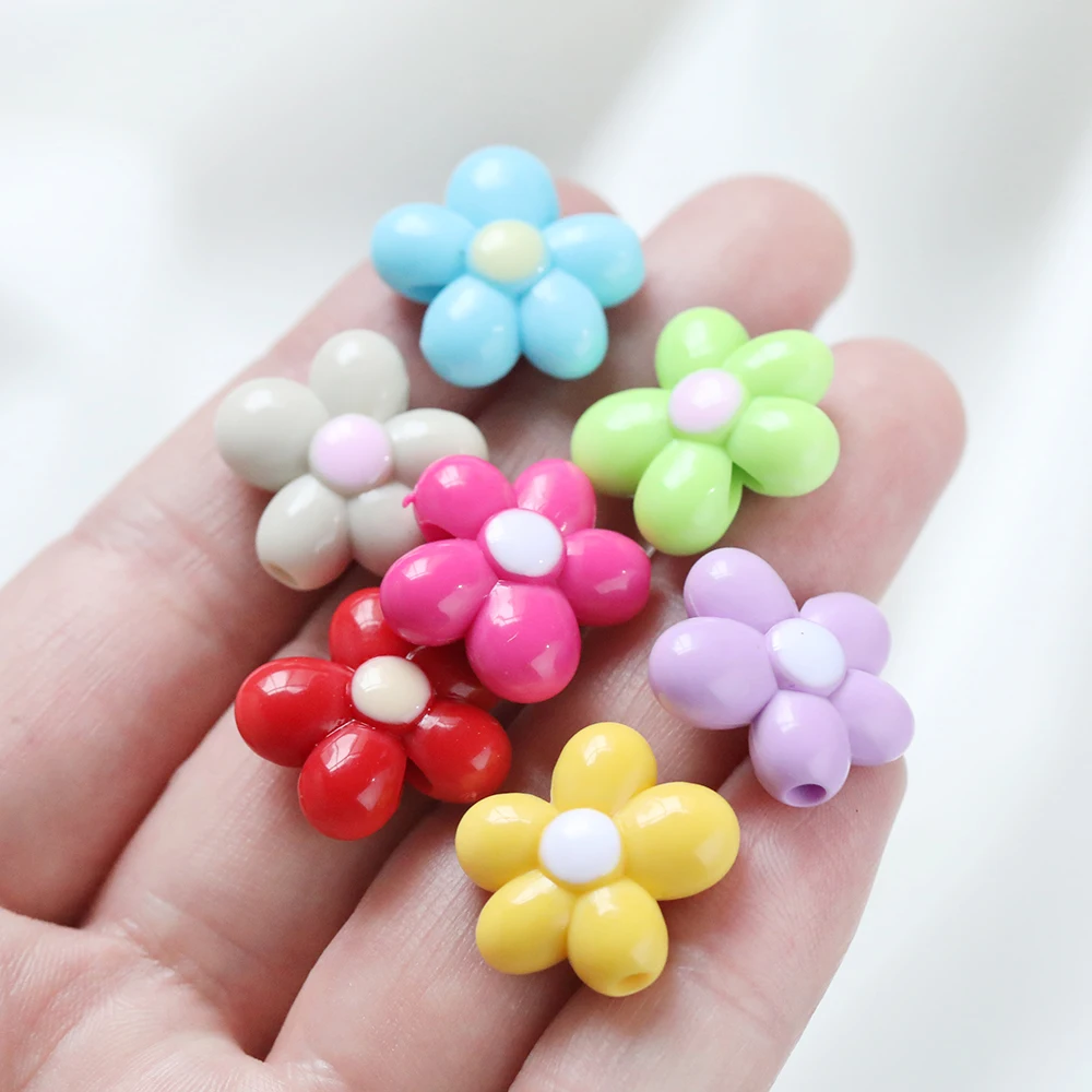 10pcs Daisy Small Flower Beads Acrylic Bead Loose Spacer Beads for DIY Jewelry Making Bracelets Necklaces Earrings - view 3