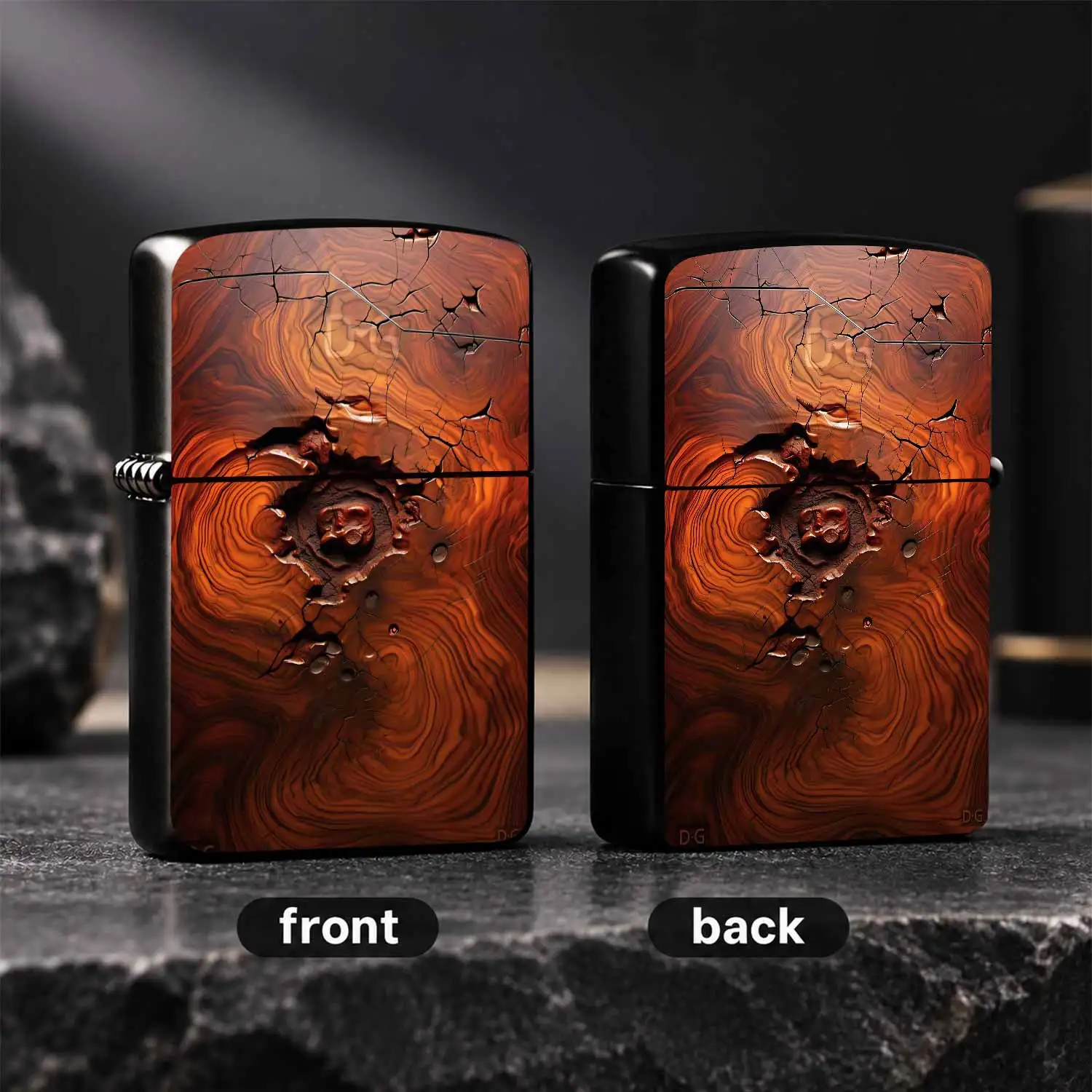 Exquisite Wood Grain Crack Art Lighter, Portable Stylish Accessory For Daily Carrying, Ideal For Outdoor Camping, Gathering, Daily Scenes, Unique Creative Present For Family And Friends, Aesthetic Decorative Practical I A Humorous And Inter