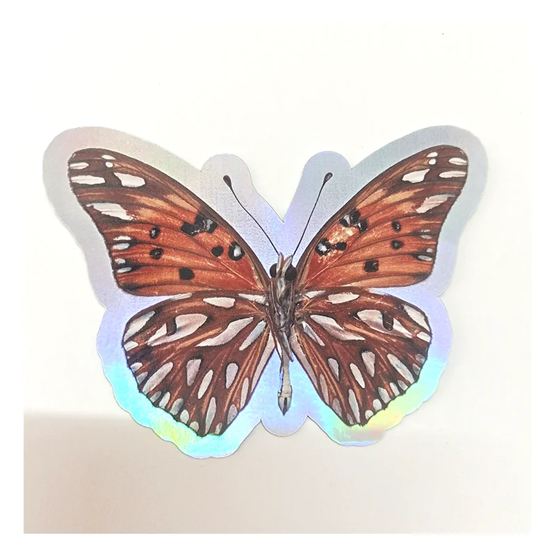 8x6cm Laser Silver Hologram Sticker Label By Full Color Add White Printing Custom For Die Cut