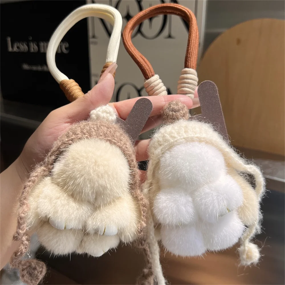 

Fluffy Rabbit Fur Pompom Bunny Keychain For Women Girls Bags Car Key Chain Mink Rabbit Key Ring On Bag Car Trinket Pendant Gifts