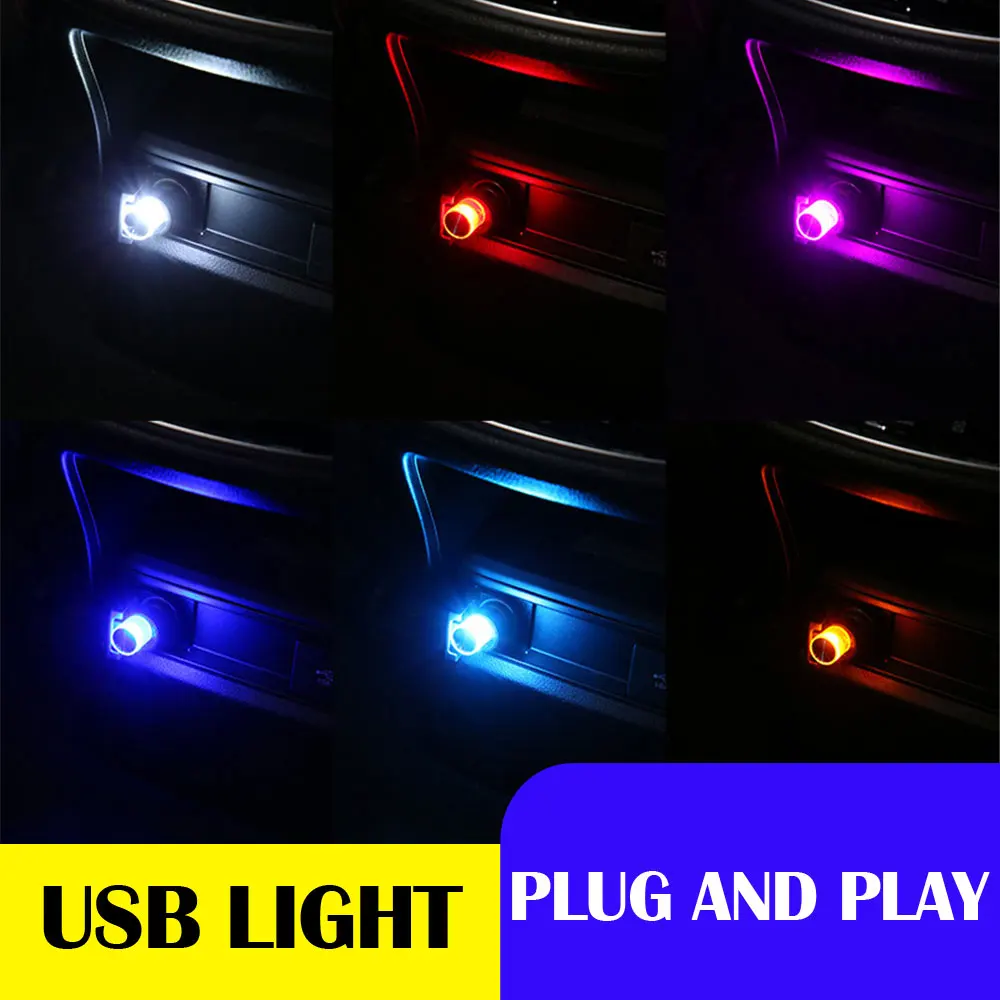 

1Pc Universal Car Mini USB LED Atmosphere Lights Decorative Lamp for Party Ambient Modeling Car Home Portable Plug Play Lights