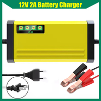 12V 2A Car Battery Charger 3 Stages Lead Acid AGM GEL Battery Full Automatic Intelligent Fast Power Charging