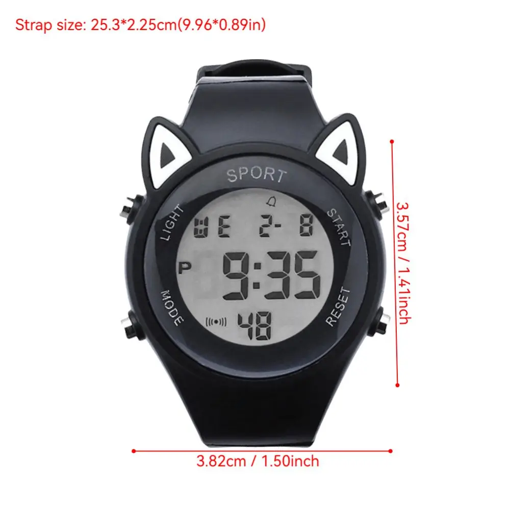 Fashion Silicone Kids Watch with Bracelet Comfortable Digital Watch Cat Ears Lightweight Children's Watch for Students
