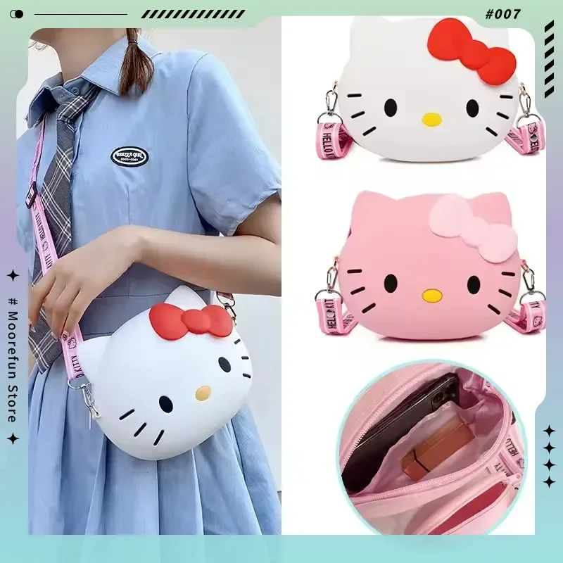 Bolsa crossbody hello kitty de 11cm/19cm para mulheres, bolsa mensageiro kawaii para viagem, bolsa pequena de ombro 3d, bolsa para telefone, presente para namorada