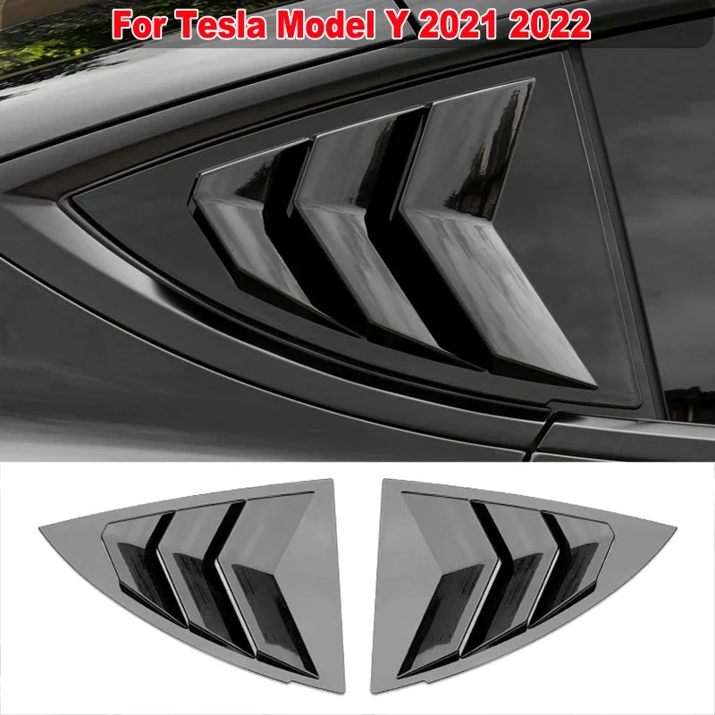 

Rear Window Quarter Louvers Side Scoop Louver Vent Panel Sun Shade Windshield Sticker For Tesla Model Y 2021 2022 Car Styling