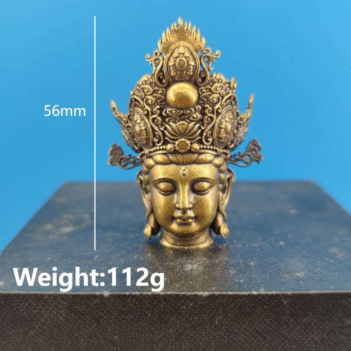 Solid Brass Black Myth Buddha Bodhisattva Buddha's Head Statue Car Decoration Copper Sculpture Figurine Model Gift