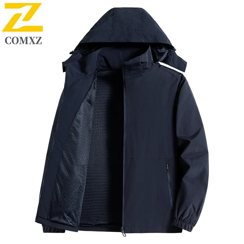 

COMXZ 2025 мужские куртки больших размеров для улицы, осенние, для путешествий, кемпинга, легкая ветровка, модное повседневное минималистичное пальто