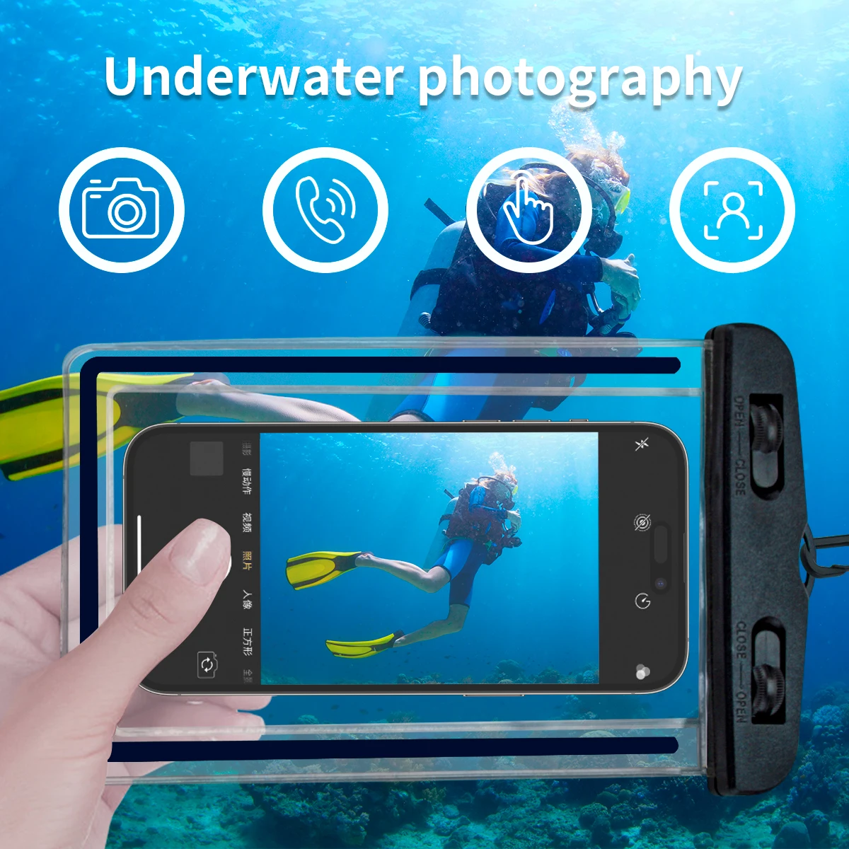 IPX8 Waterproof Phone Bag, Waterproof Phone Pouch for iphone HUAWEI XIAOMI, Underwater Swimming Diving Phones Case