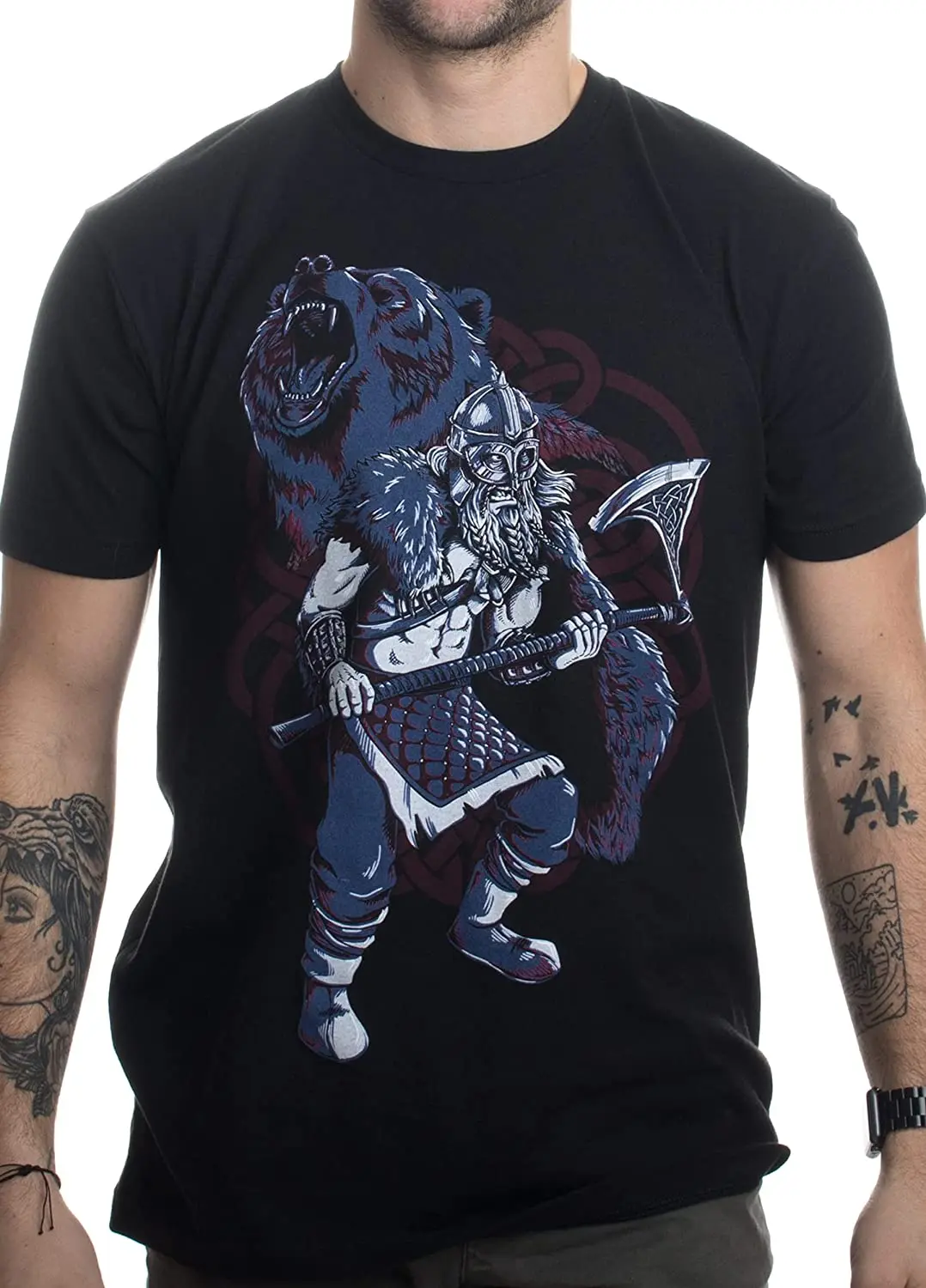 

Vi king Berserker, Bear Spirit Valhalla Norse Nordic Mythology Warrior Men's 100% Cotton Casual T-shirts Loose Top Size S-3XL