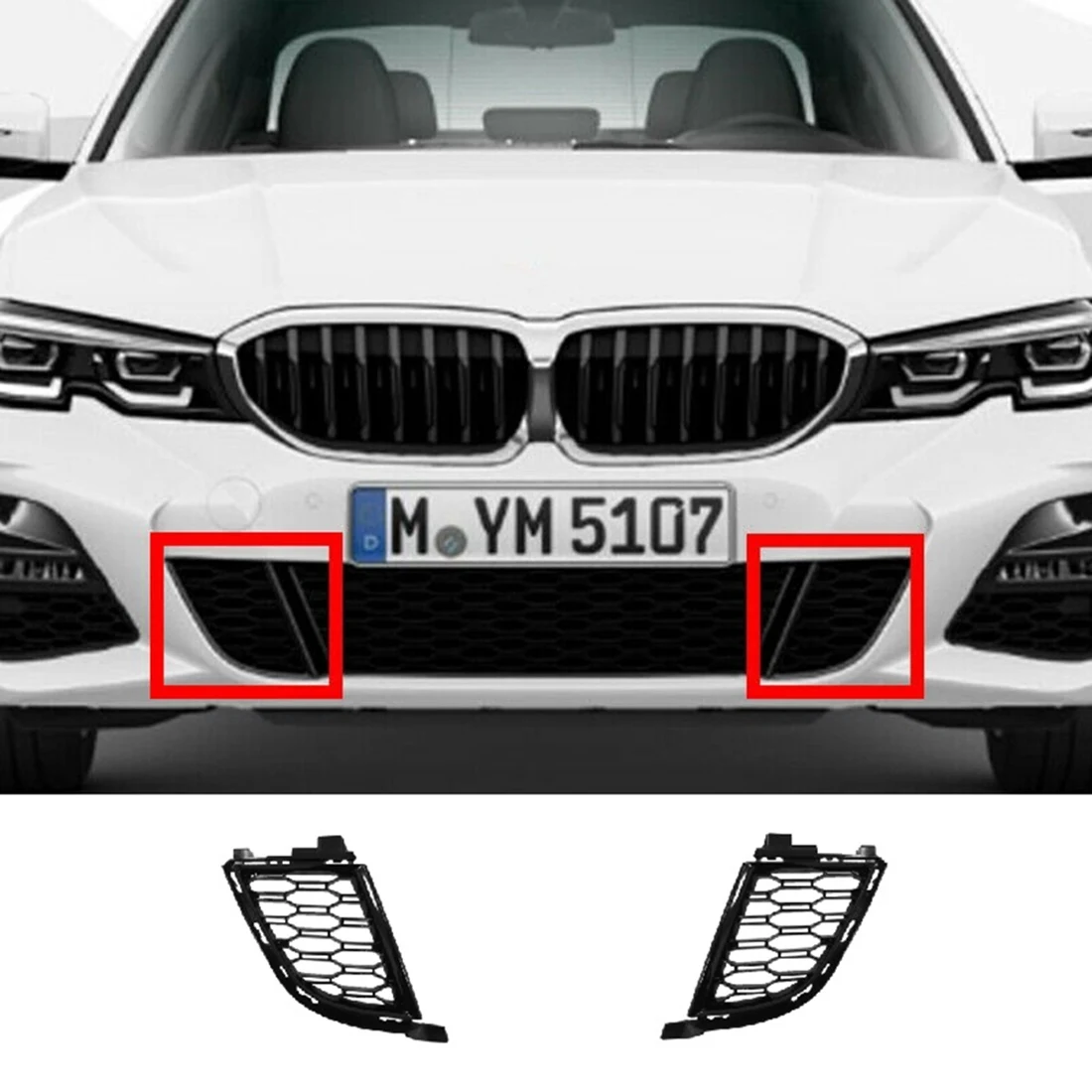 #80H (Black)Front Bumper Lower Grill Cover 51118075601 51118075602,Automotive Parts & Accessories