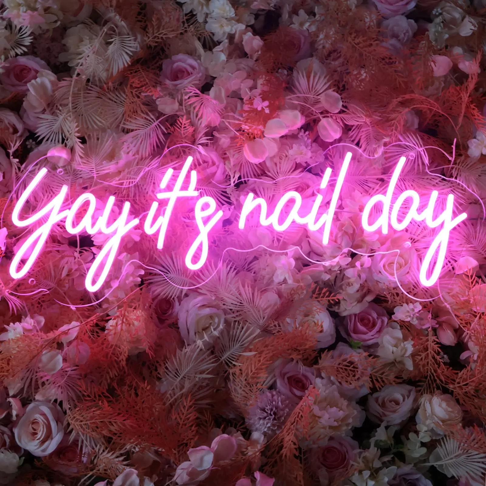 

Неоновая вывеска Yay it's Nail Day, неоновая вывеска для ногтей, декор для маникюрного салона, открытая приветственная вывеска, светильник для бизнес-магазина, декор для ногтей
