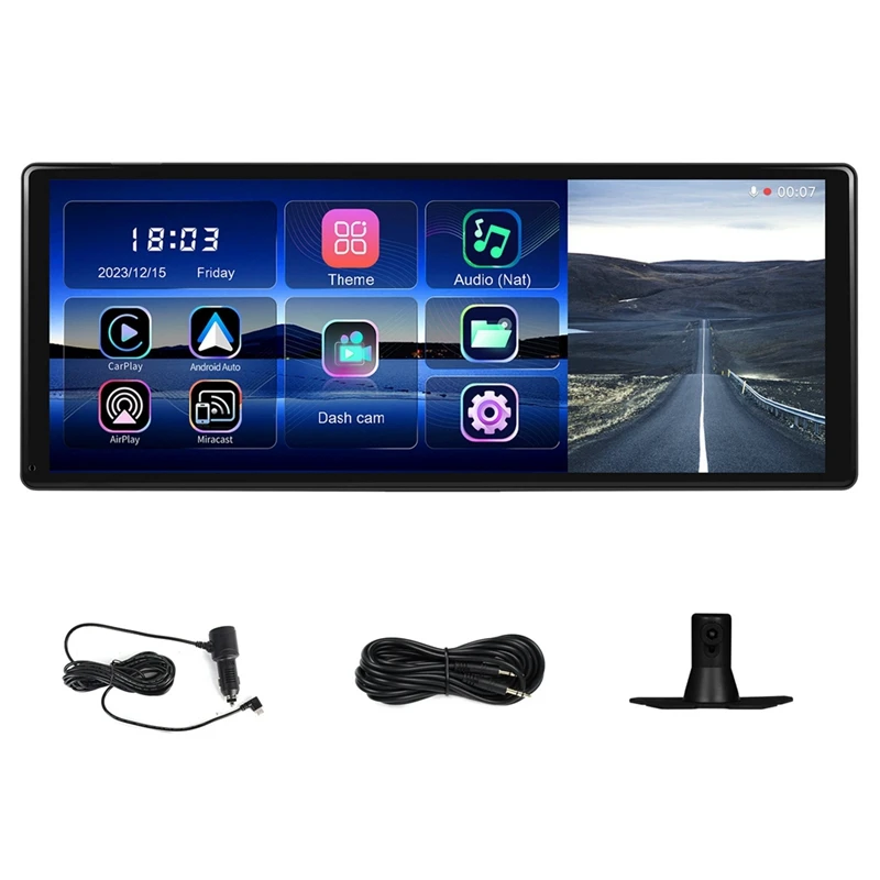 11.3In Portable Smart Car Multimedia Player Wireless Carplay Android Auto 4K DVR Dash Cam ADAS Mirror Link Bluetooth FM