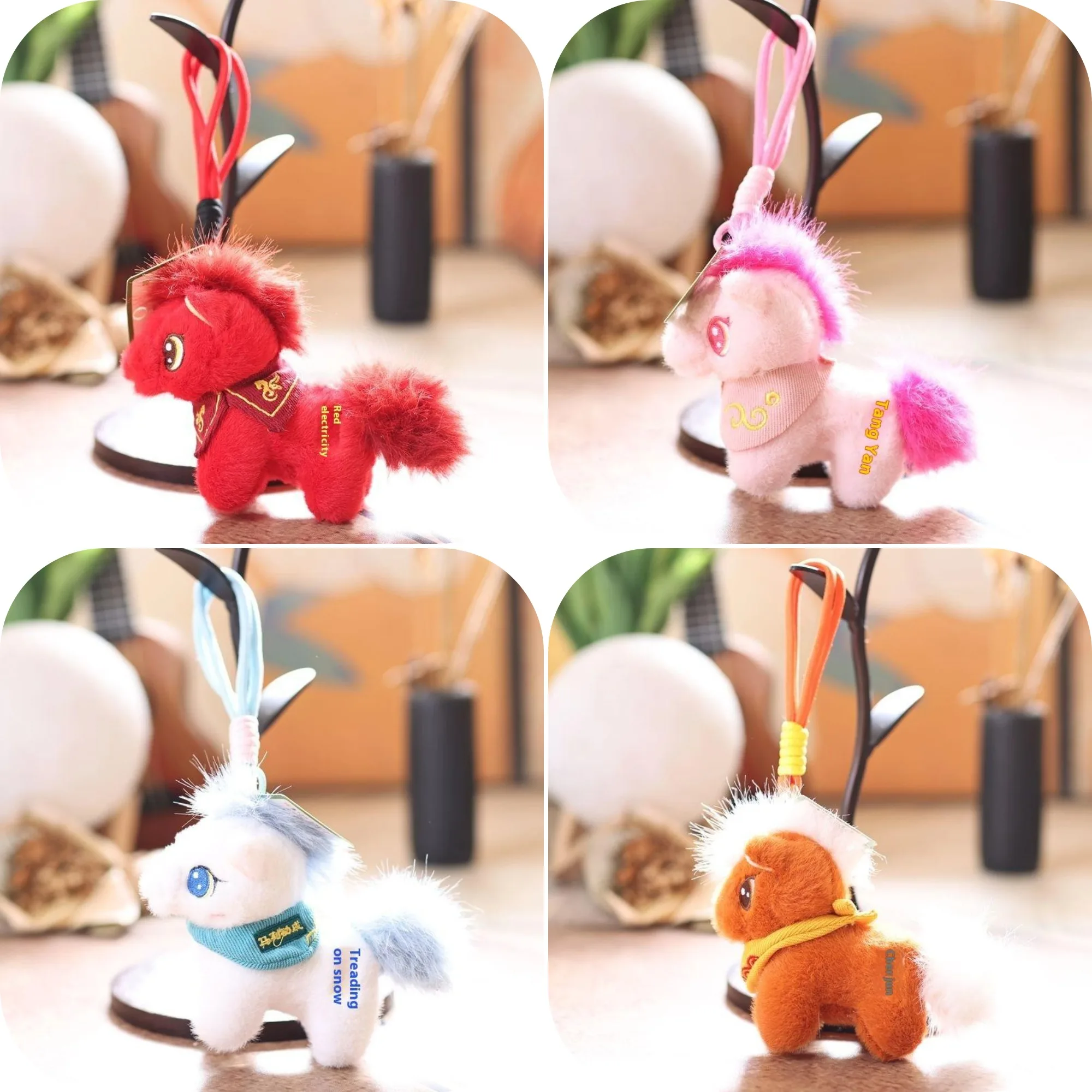

15cm Kawaii Pony Plush Doll Pendant Horse Chinese Year Mascot Bag Charm Cartoon Stuffed Doll Keychain New Year Gifts 2026