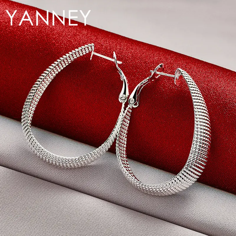 

S925 Sterling Silver 30MM Exquisite Geometric Hoop Earrings For Women Fashion Wedding Temperament Jewelry Accessories Gifts