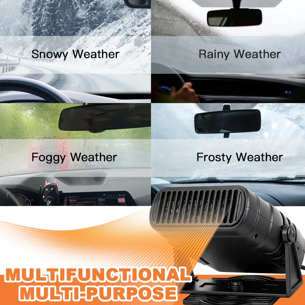 ONEKFYFD 2 في 1 سخان سيارة محمول مزيل الصقيع للزجاج الأمامي مع منافذ USB مزدوجة قابلة للشحن لبطارية ليثيوم أيون 18 فولت #6