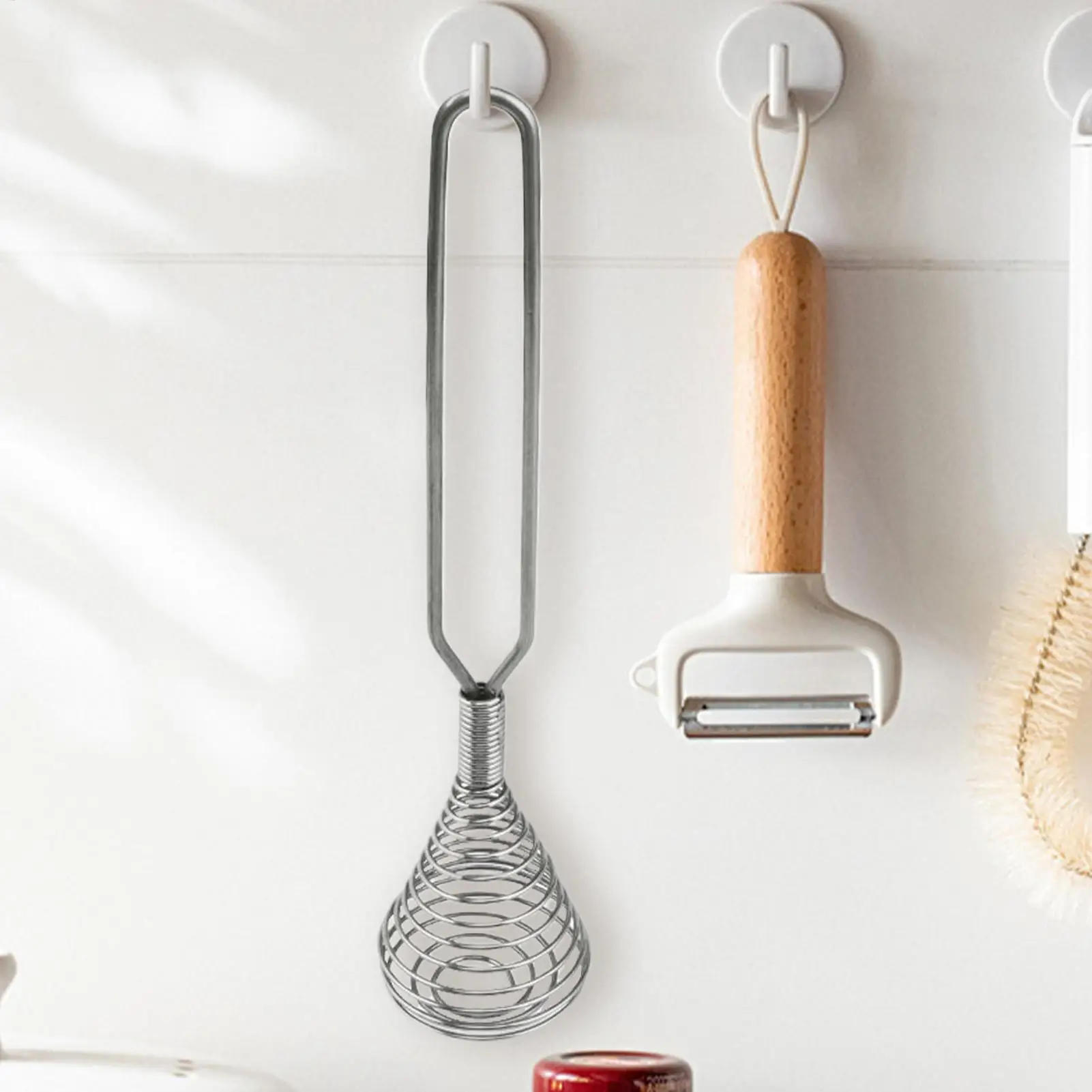 Stainless Steel Hand Whisk Spring Coil Egg Beater Wire Whisk Kitchen Gadget for Cooking Baking Mixing Frothing Milk Cream Dough view 5