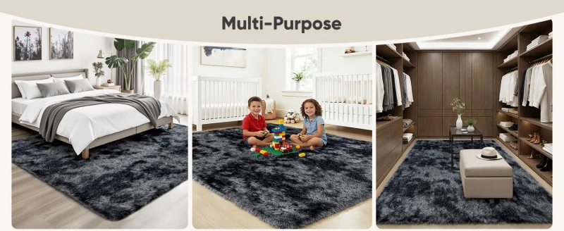 Graue Batik-Shaggy-Teppiche Ultra Weiche Rutschfeste Plüsch-Teppiche Schlafzimmer Wohnzimmer Kinderzimmer Große Größe Wohndekor Bodenmatten – Detail 16
