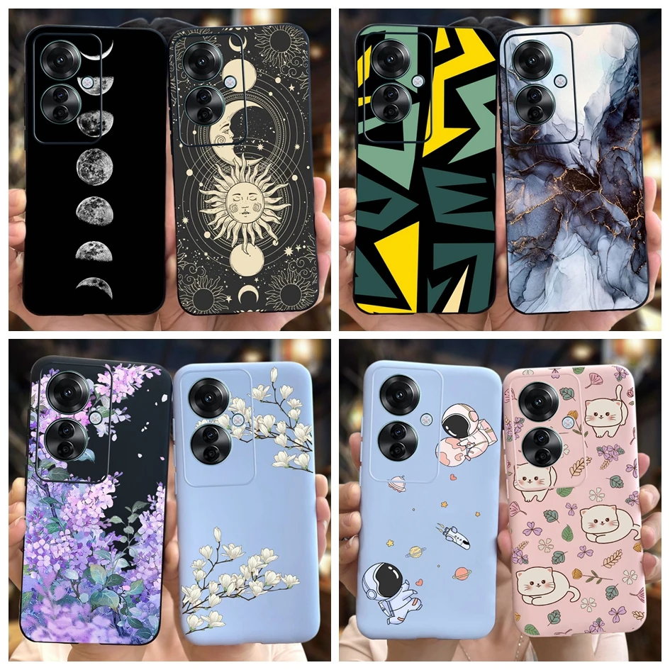 For OPPO Reno 11F 2024 Case Fashion Flower Marble Moon Shockproof Silicone Bumper For OPPO Reno11 F CPH2603 F25 Pro 5G TPU Cover