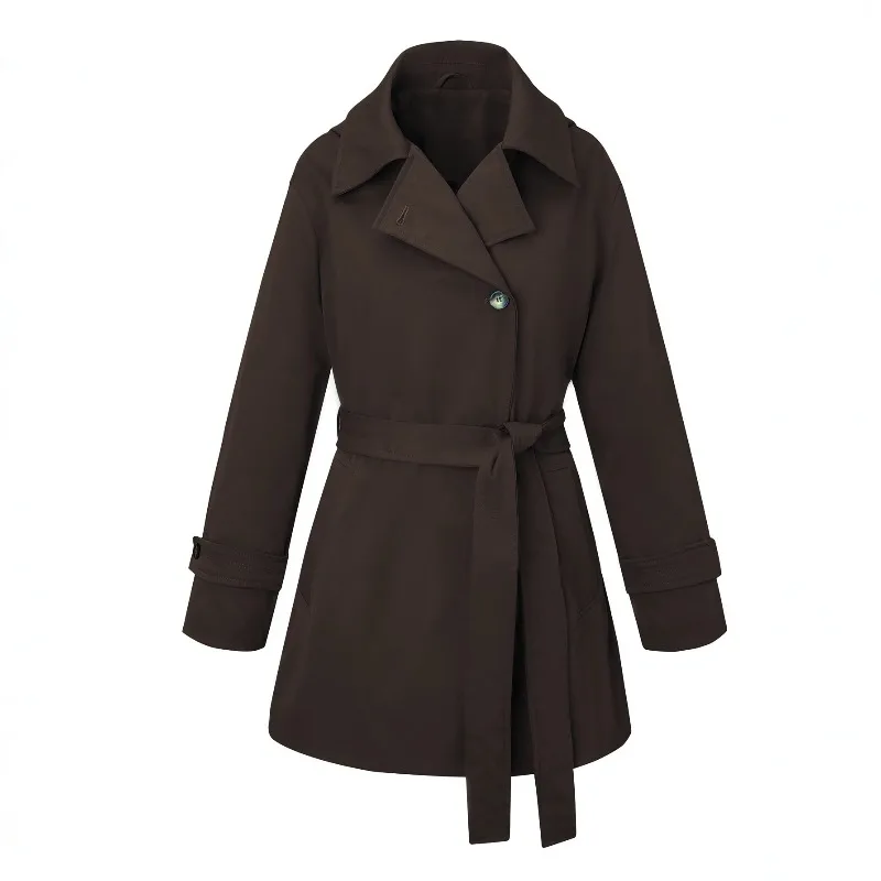 New Autumn Women's Waist-cinching Lace-up Jacket That Exudes A Slimming Elegant Charm. It Is Also A Trench Coat for Petite Women