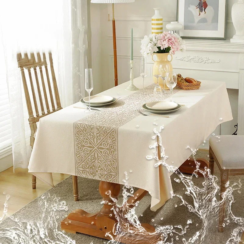 EIFLOY-Nordic Table Cloth, Imitation Cotton Linen, Waterproof, Oil Proof Dining Table Cover , Rectangle Fabric Coffee Tablecloth