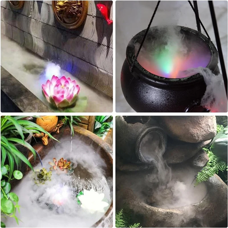 USB 4 LED Ultrasonic Mist Maker with Splash Guard, Indoor Fountain Water Feature Portable Reptile Fogger Air Humidifier-VVBC