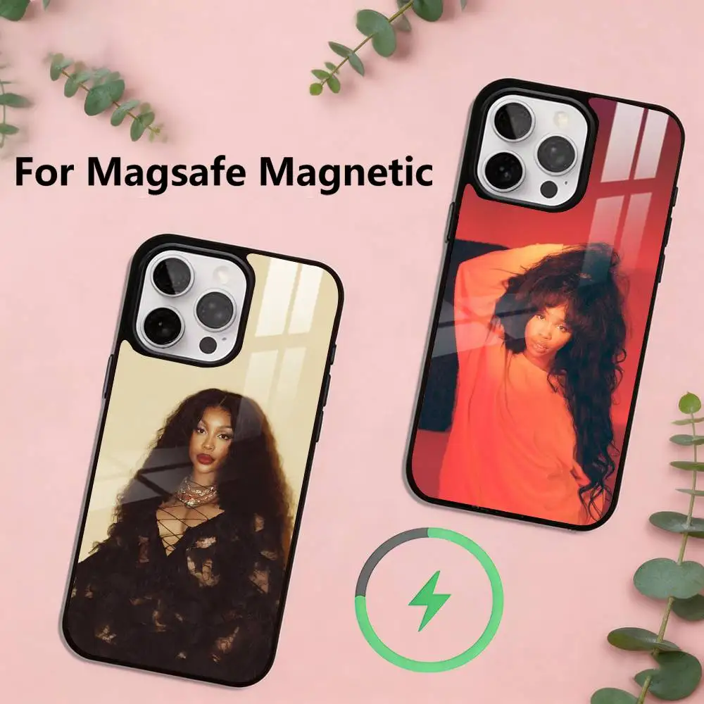 

Fashion Singer For S-SZA Phone Case For iPhone17,16,15,14,13,12,11 Plus,Pro Magnetic For Magsafe Wireless Charging