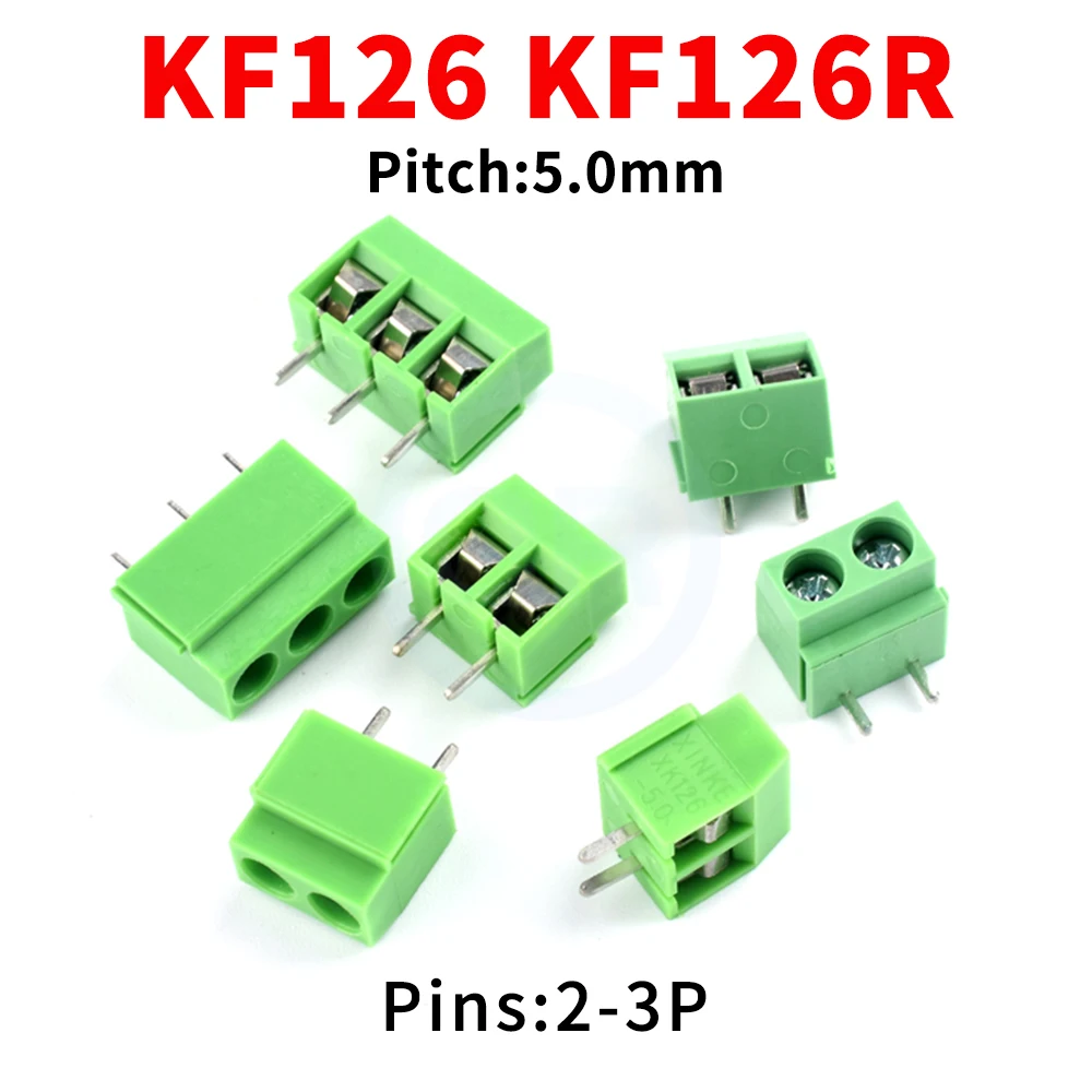 (100 pcs) KF126 KF126R 5.0MM Terminal Block KF 126R Terminal 5.0 Pitch 5mm Straight Pin Splicable Screw Type 2-3Pin