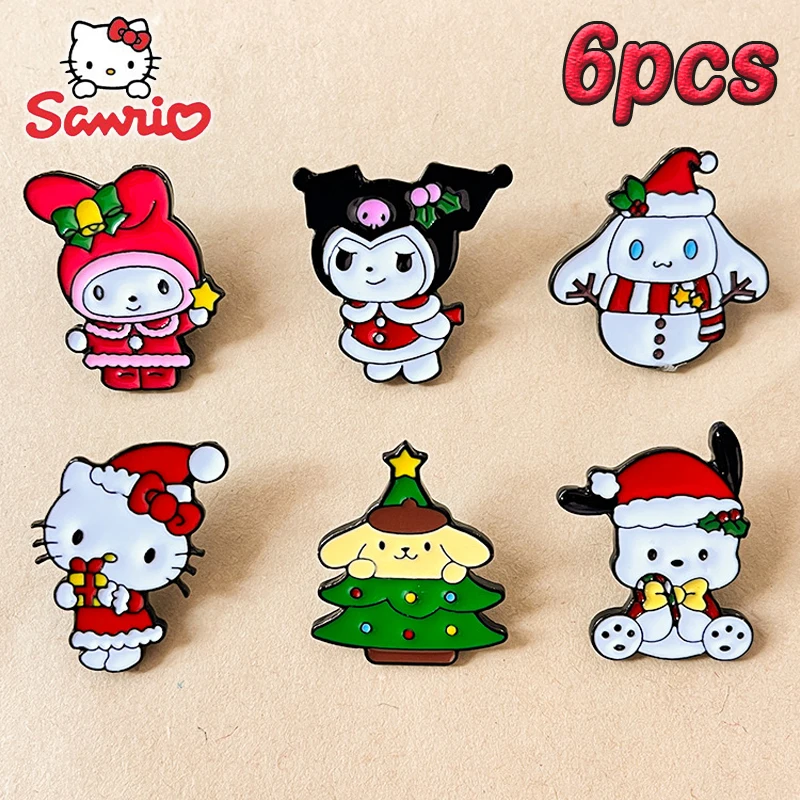 Christmas Hello Kitty  Enamel Pin Brooch Cute Sanrio Cinnamonroll Backpack Lapel Pins Metal Badge for Women Jewelry Accessories