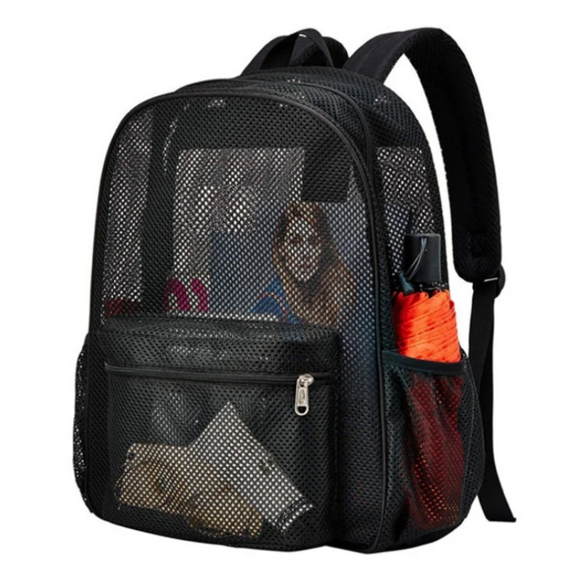 

Backpack Fashion Women Simple Mesh Transparent Design Leisure Travel Backpack Bag 20-35L Large Capacity School Bags for Students