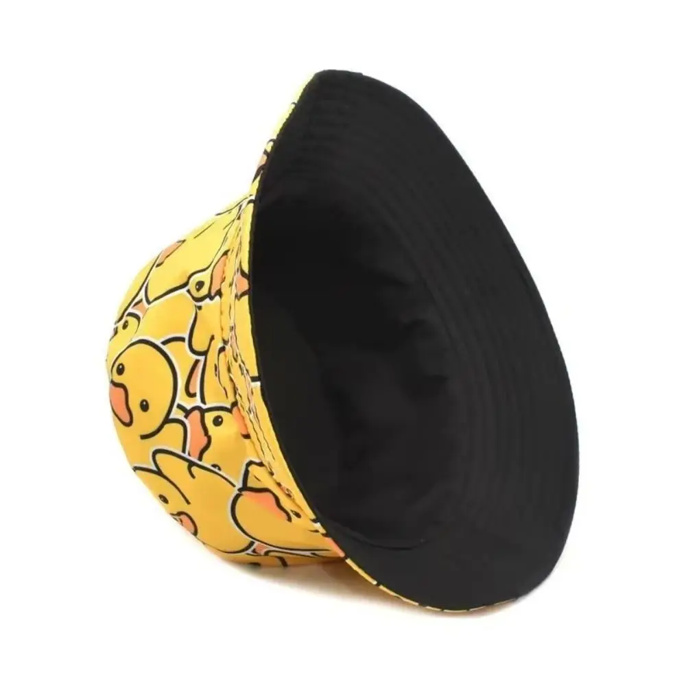 Double Sided Yellow Duck Fisherman's Hat Yellow Duck Pattern Versatile Style Summer Equipment Hat UV Protection