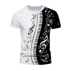Black And White Piano Notes Summer T-Shirts 3d Print Streetwear Boys Grils Fashion Short Sleeve T Shirt Kids Tees Tops Clothing