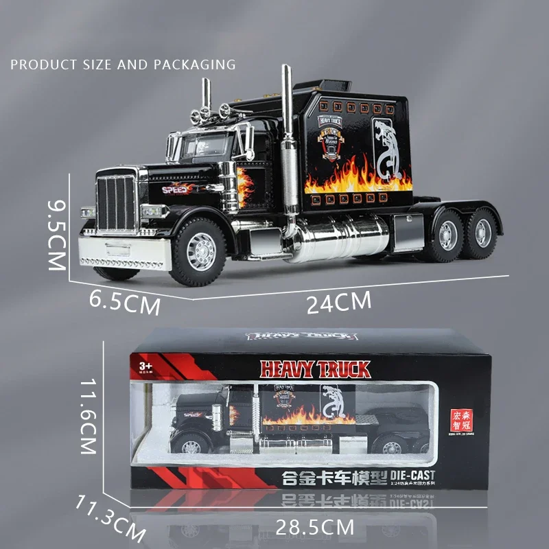 1/24 American tractor-Peterbilt 389 Metal Diecast Alloy Car Collection Ornaments Sound & Light Toys Christmas Present Boys Gifts