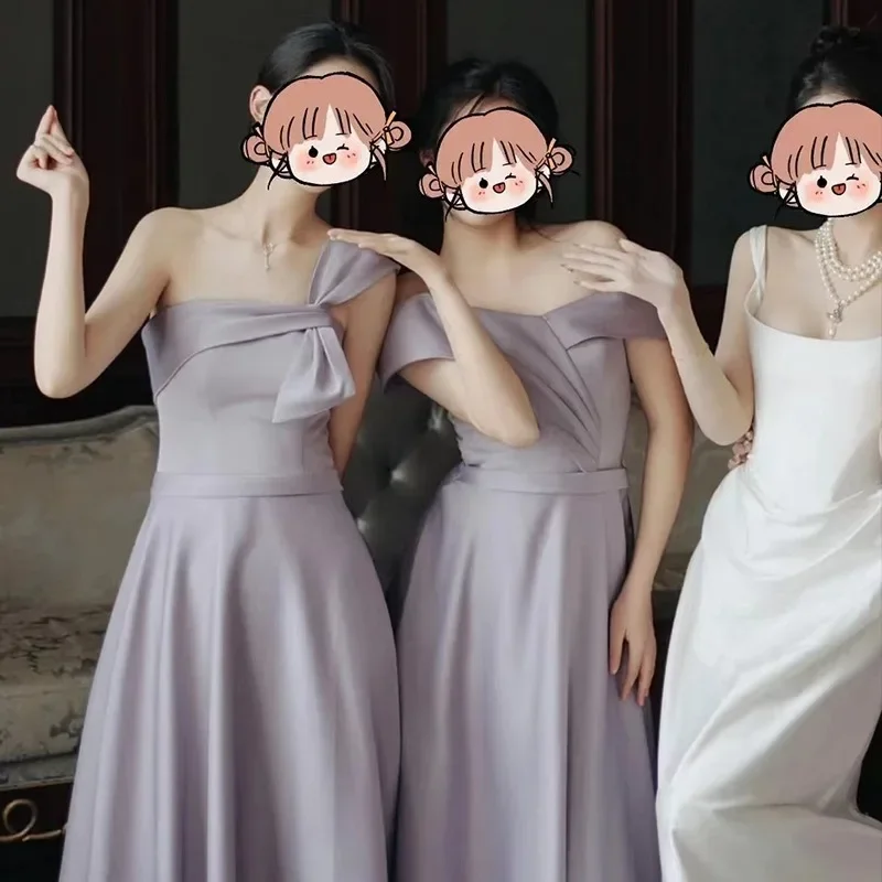 Brautjungfernkleid Lila Satin Meerjungfrau Brautjungfernkleider Plus Size Party Cocktailkleider Bodenlanges Brautjungfernkleid