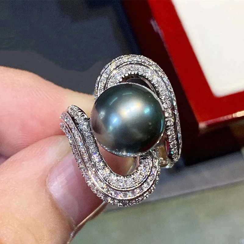 

Popular ring, women's new design, futuristic jewelry, niche imitation pearl rings