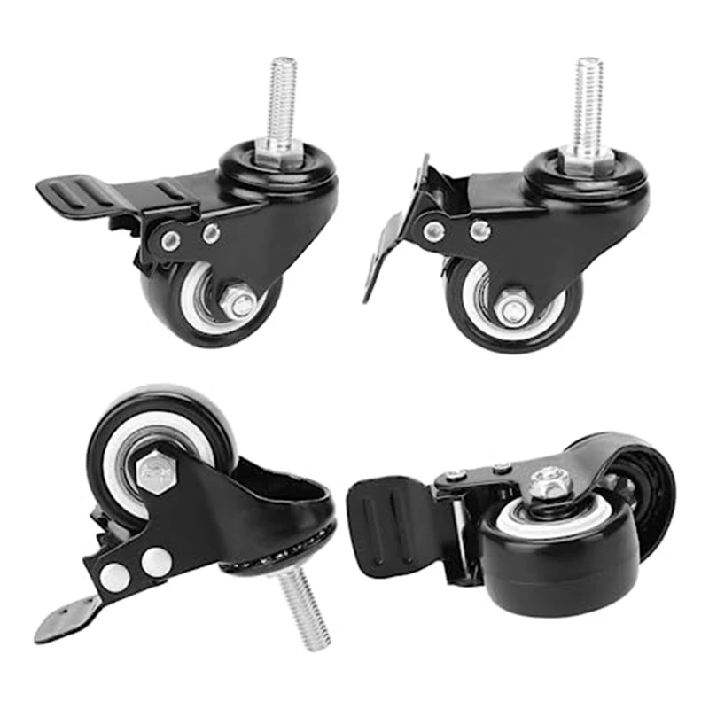 Duty - Threaded Stem Mount (5/16In) Swivel Casters With Brake, For Cart Furniture