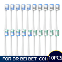 10PCS Replacement Brush DR BEI C1 for Sensitive Clean Whitening Standard Vacuum Sealed Packed Soft DuPont Bristle Nozzles
