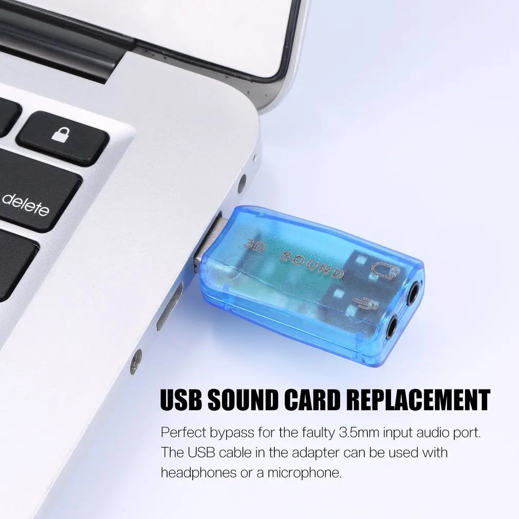 3dオーディオカード,usb 1.1,マイク/スピーカーアダプター,サラウンドサウンド,7.1 ch,ラップトップおよびノートブック用,1個,ドロップシッピング