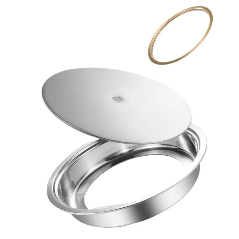 Stainless steel sunken pot ring induction cooker hot pot table steel ring circular embedded with lid thickened hot pot