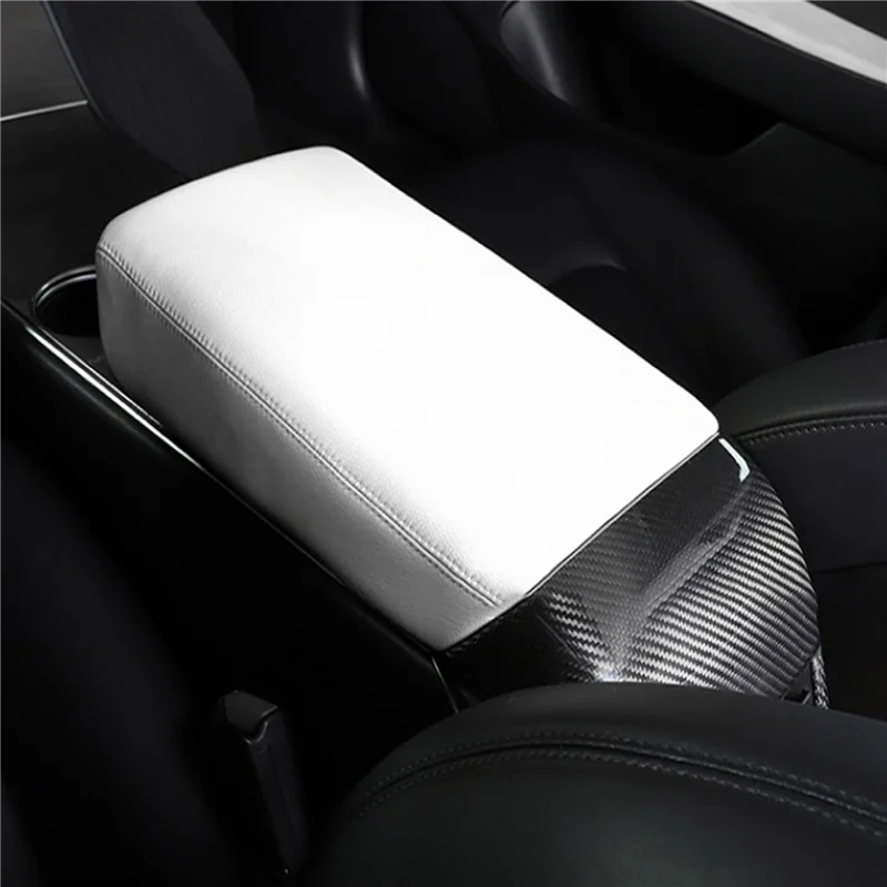 Armrest Box Protector Cover, Center Console Cover, PU Tampa Caixa De Armazenamento para Tesla Model 3 Y 2017 +