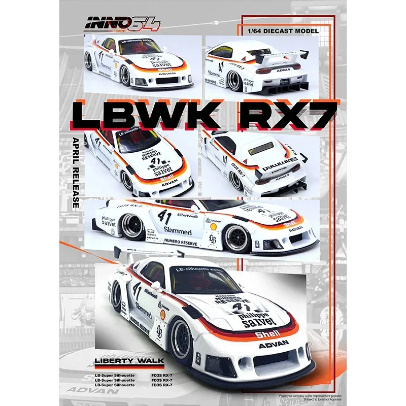 

INNO 1:64 LBWK RX7 FD3S коллекционные миниатюрные игрушки в виде литой оболочки