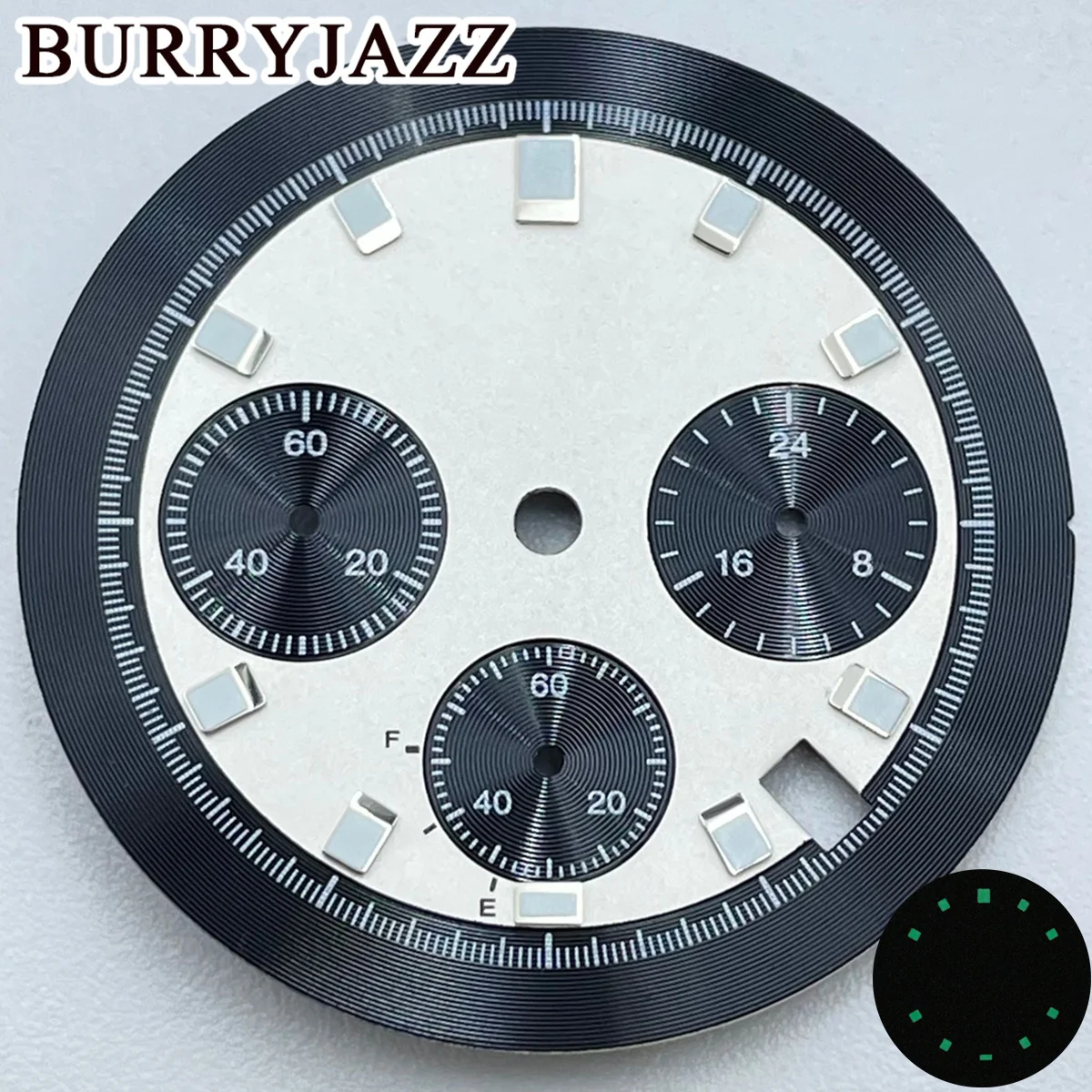 BURRYJAZZ 32.5mm 6 Hands Green Luminous Dial Used For Quartz Movement VK63 VK63A Timing Indicator Watch Modification Accessories
