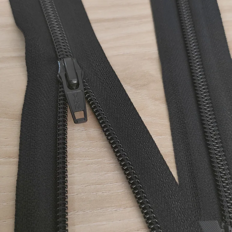 

YKK5 nylon DA slider up and down zipper navy blue, double open down jacket zipper, clothes access control zipper
