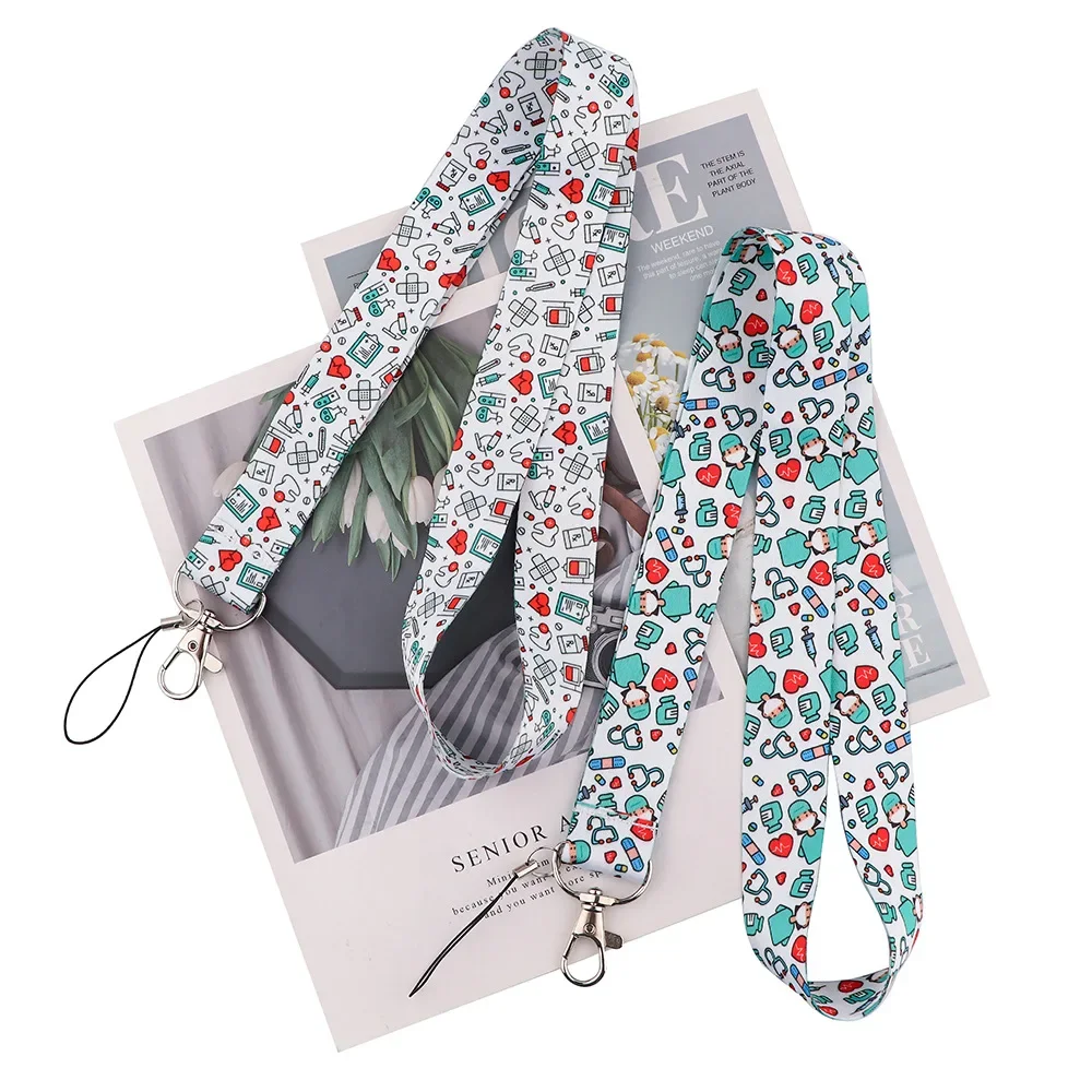 Medical Cartoon Doctor Nurse Neck Strap Keychain Lanyard For Keys ID Badge Holder Hanging Rope Webbing Ribbon Mobile Accessories