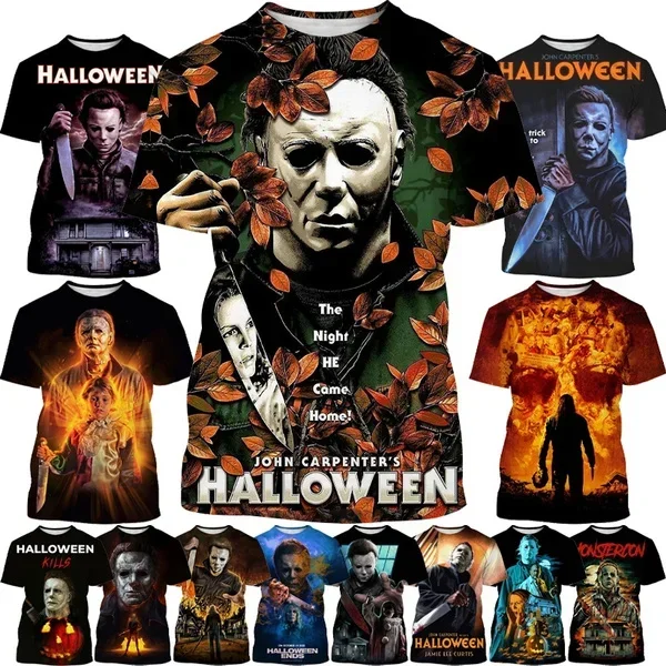 Newest Personality Horror Movie Thriller Casual Halloween Michael Myers 3D T-Shirt Hip Hop Punk Street T-shirt Top