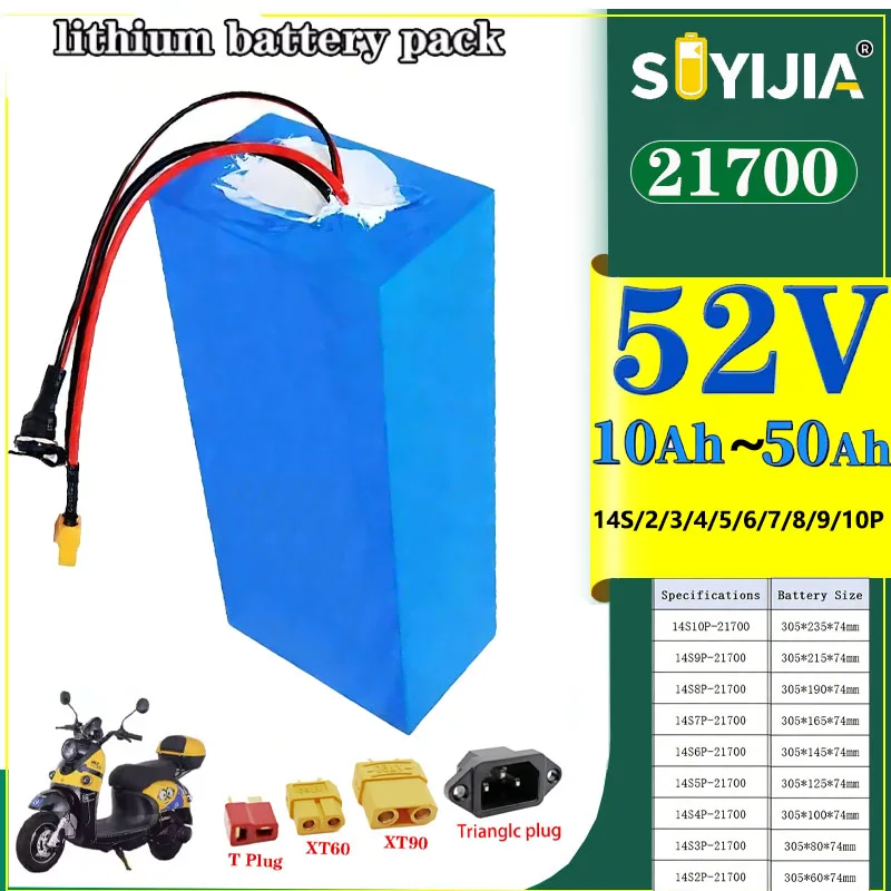 High Power Lithium Battery for Electric Motorcycle and Tricycle 52V,10Ah,15Ah,20Ah,25Ah,30Ah,35Ah, 40Ah,45Ah,50Ah 21700 3000W